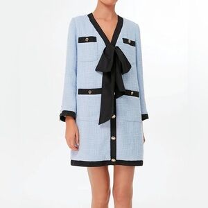 Tuckernuck Pomander Place New Coco Tweed Retro Bow Mini Dress Light Blue XXL